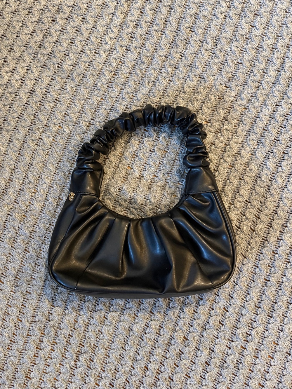 Black Ruched Handle Shoulder Bag